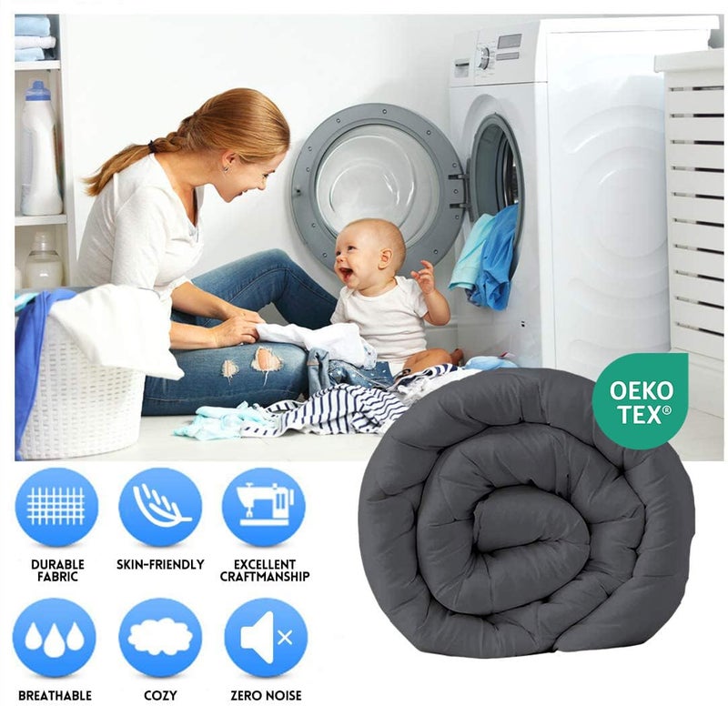 EASELAND غطاء سرير بديل للريش من EASELAND بحجم كاليفورنيا كينغ - إدخال لحاف مبطن لجميع الفصول، ناعم وخفيف الوزن مع علامات الزاوية، Bedding دافئ للصيف والشتاء، رمادي داكن 96x104 بوصة - Image 2