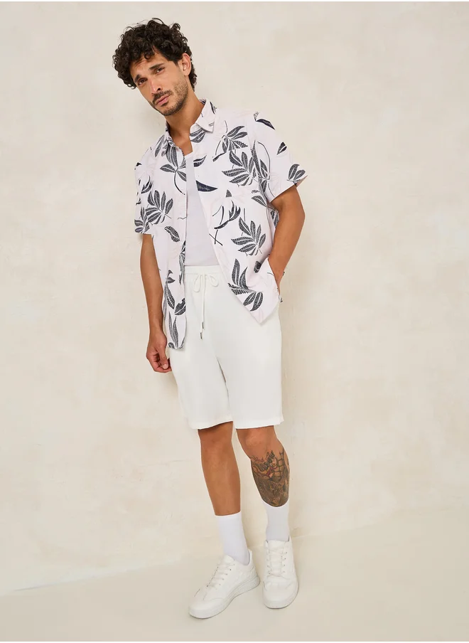 ستايلي Styli Summer Tropical Leaf Print Shirt and Shorts Co-Ords