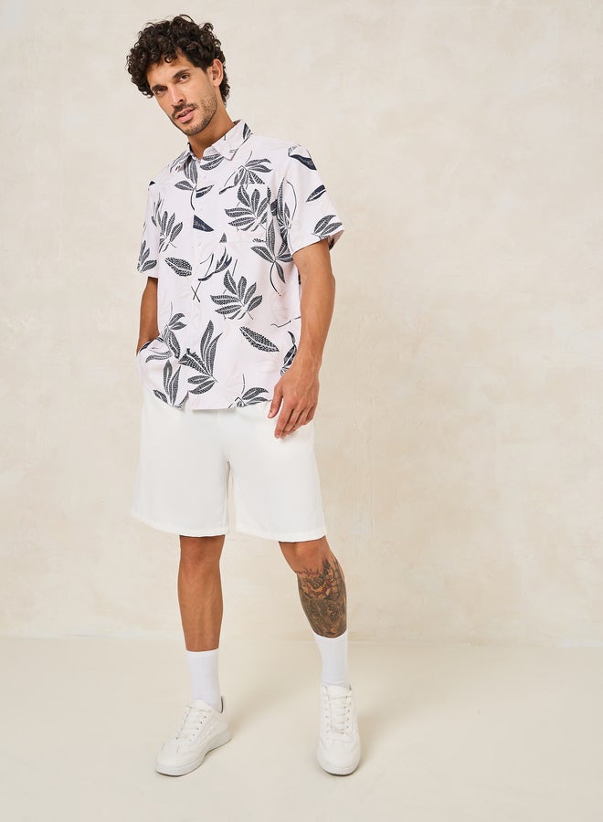 Styli Styli Summer Tropical Leaf Print Shirt and Shorts Co-Ords  - Image 1