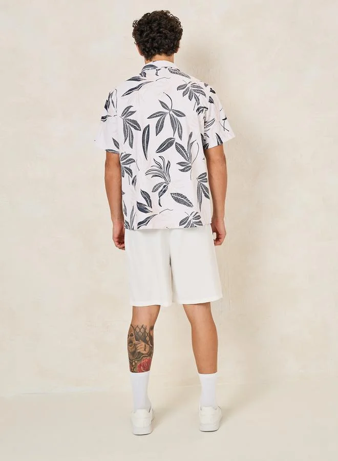 Styli Summer Tropical Leaf Print Shirt and Shorts Co-Ords