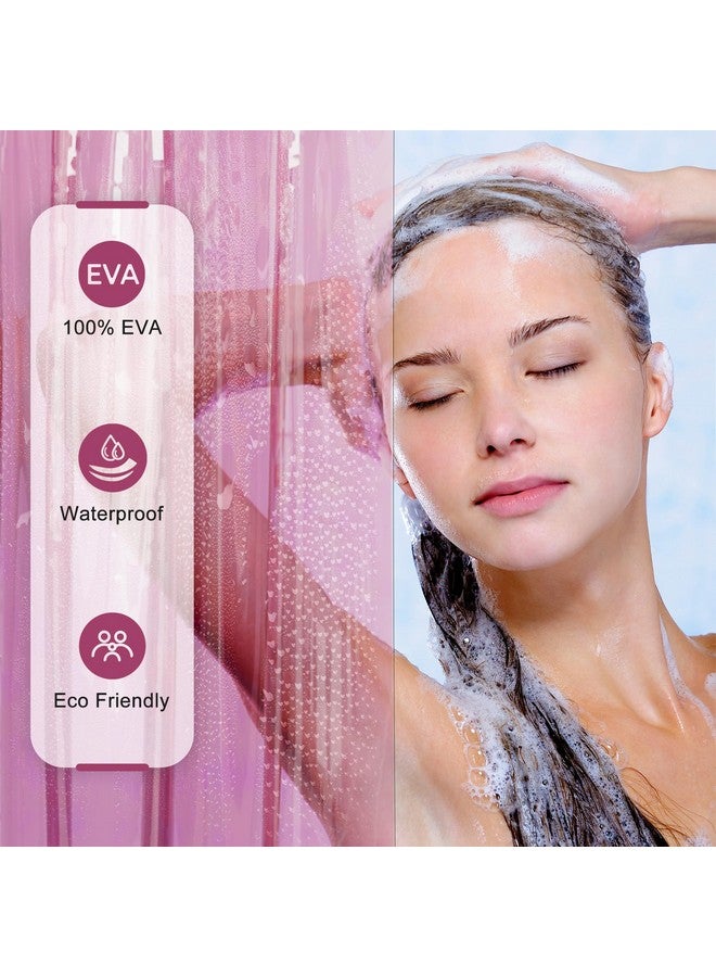 AmazerBath AmazerBath Shower Curtain Liner, 100% EVA Soft Clear Pink Heavy Duty Shower Curtain and Liner 2-in-1, 72x72 Luxury Plastic Weighted Bathroom Shower Liner, 12 Rustproof Grommets & 3 Heavyweight Stones  - Image 5