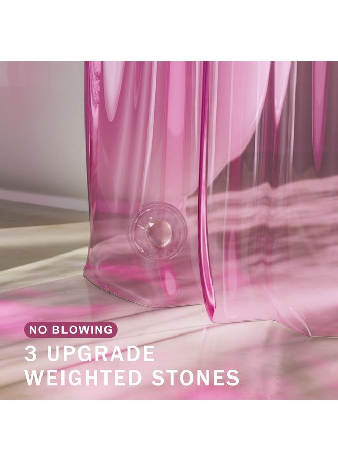AmazerBath AmazerBath Shower Curtain Liner, 100% EVA Soft Clear Pink Heavy Duty Shower Curtain and Liner 2-in-1, 72x72 Luxury Plastic Weighted Bathroom Shower Liner, 12 Rustproof Grommets & 3 Heavyweight Stones  - Image 3