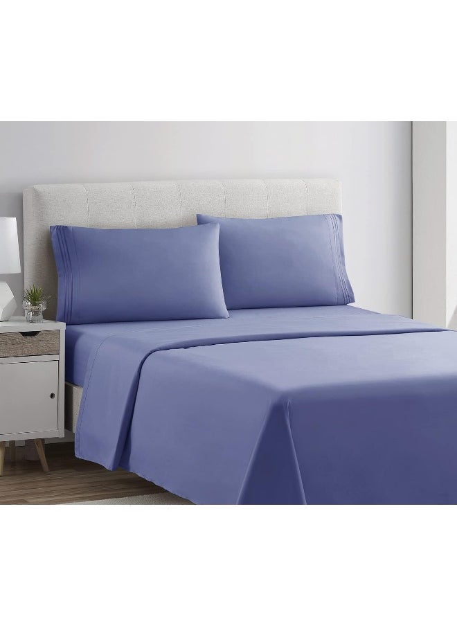 Clara Clark - Clara Clark Queen Sheets Set, Deep Pocket Bed Sheets for Queen Size Bed - 4 Piece Queen Size Sheets, Extra Soft Bedding Sheets & Pillowcases, Steel Blue Sheets Queen - Image 1