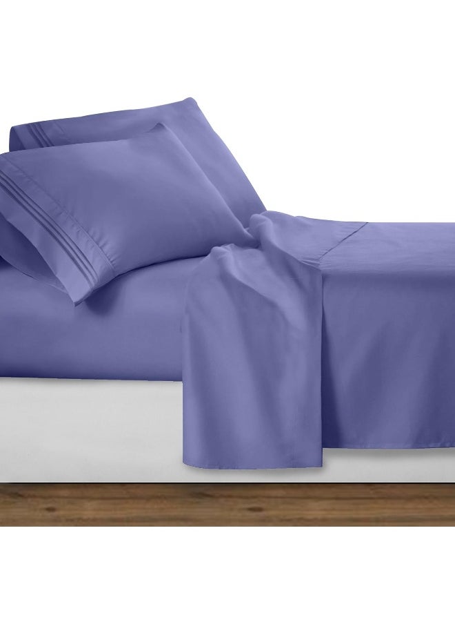 Clara Clark - Clara Clark Queen Sheets Set, Deep Pocket Bed Sheets for Queen Size Bed - 4 Piece Queen Size Sheets, Extra Soft Bedding Sheets & Pillowcases, Steel Blue Sheets Queen - Image 1
