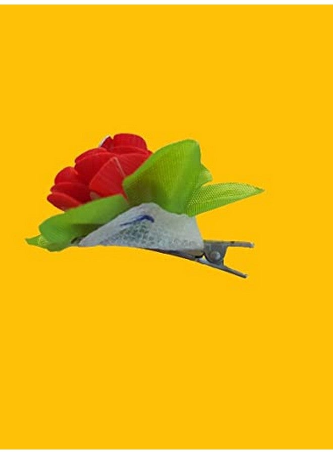 ادفانسد إستور مشبك شعر على شكل زهرة وردة من القماش الأحمر للنساء من advancedestore (عبوة من 4 قطع) الحد الأدنى لكمية الطلب - Image 2