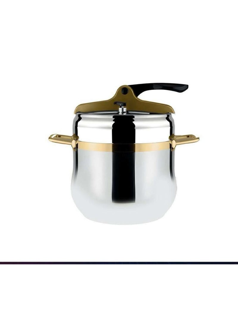 Lines Premium Pressure Cooker 8L – 18/10 Stainless Steel Turkish Pressure Cooker with Elegant Gold Design & Induction Base - Image 1