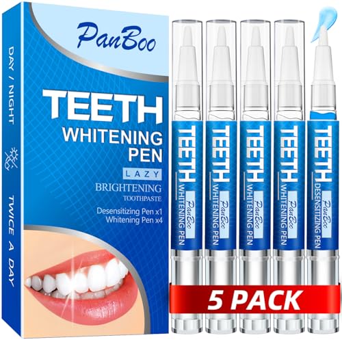 Teeth Whitening Pen 415 Pack 70 Treatments Use Twice a Day Up to 16 Shade Whiter in 12 Weeks 4 Whitening Pens plus 1 Desensitizing Pen Effective Painless and Enamel Safe Teeth Whitening Gel