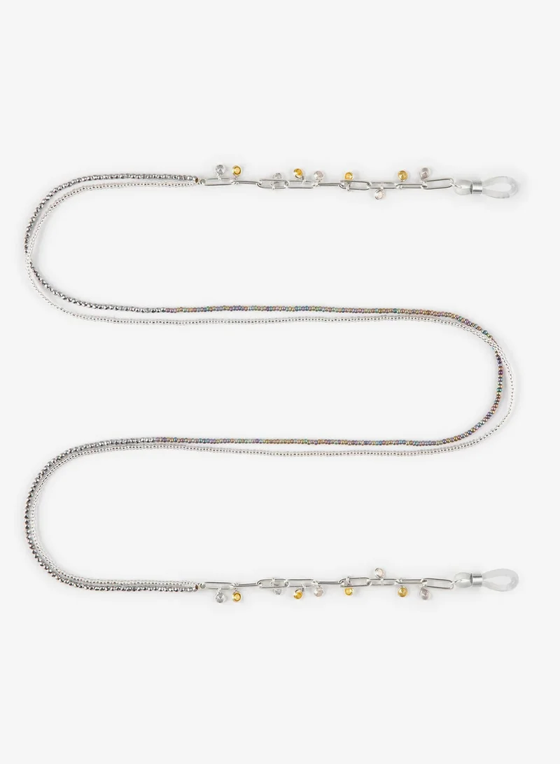 Minza Minza “Citrina” Women’s Eyewear Chain, 925 Sterling Silver (8g) & Crystal Beads, Handmade Silver Glasses Chain for Sunglasses & Eyeglasses, Elegant Beaded Eyewear Accessory for Everyday Wear.