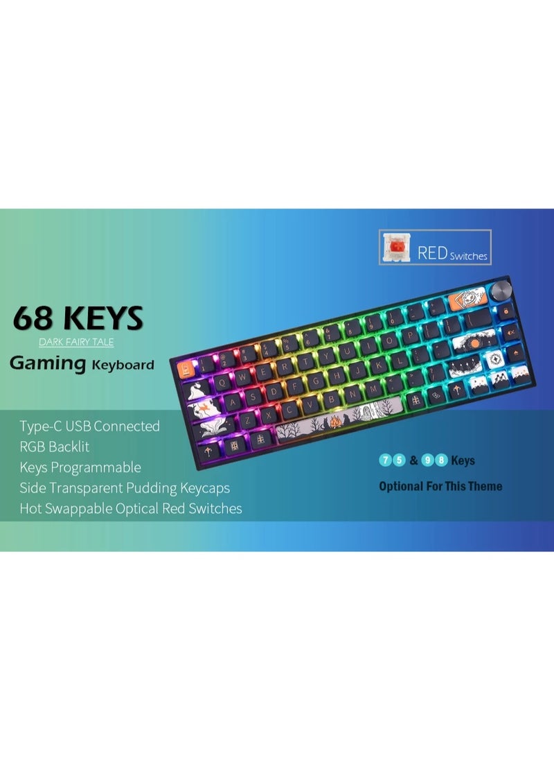 SKYLOONG GK68 RGB Gaming Keyboard – Gateron Optical Yellow Switch Hot Swappable (Dark Fairy Tale)  - Image 2