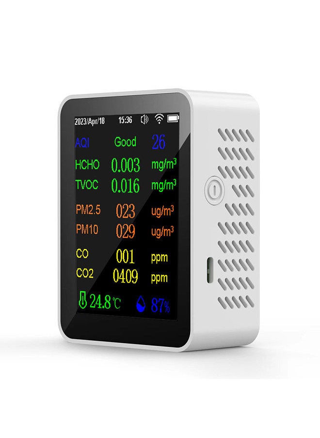 Generic - Portable Air Quality Meter 9in1 PM2.5 PM10 CO CO2 TVOC HCHO AQI Temperature and Humidity Tester Color Screen Carbon Dioxide Detector - Image 1
