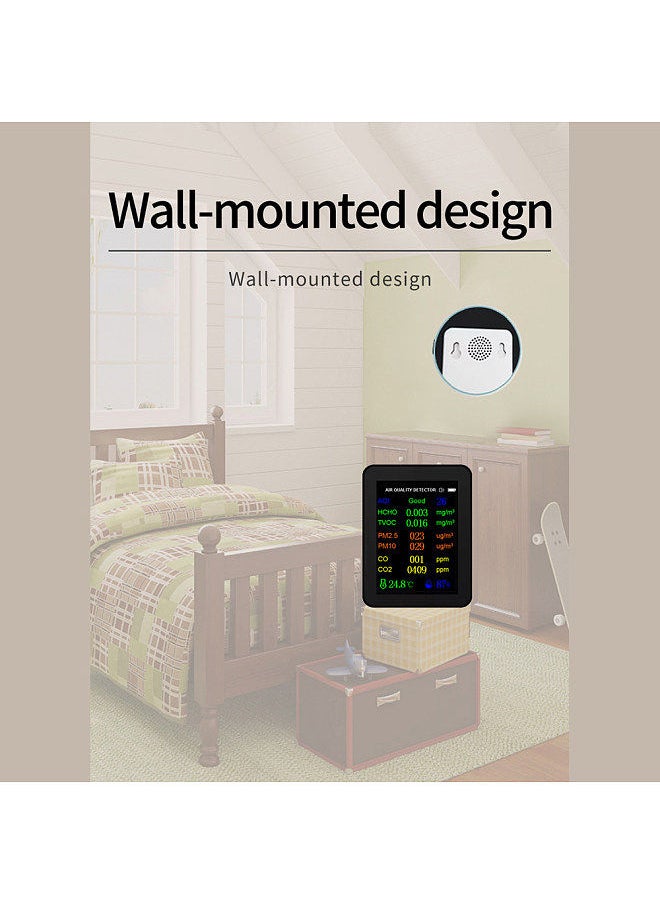 Generic - Portable Air Quality Meter 9in1 PM2.5 PM10 CO CO2 TVOC HCHO AQI Temperature and Humidity Tester Color Screen Carbon Dioxide Detector - Image 1