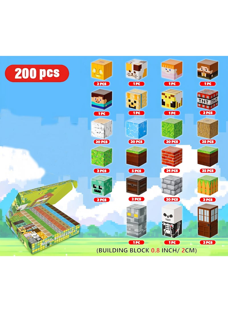 200 PCS Magnetic Blocks – Build Mine Magnet World & Creative Magnet Cubes Construction Set, STEM Sensory Toys for Kids, Boys & Girls Ages 3-10, Classroom & Birthday Gifts - Image 2