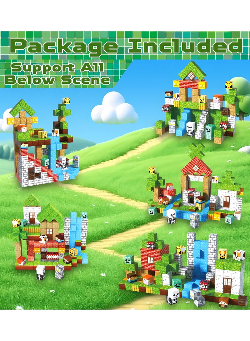 200 PCS Magnetic Blocks – Build Mine Magnet World & Creative Magnet Cubes Construction Set, STEM Sensory Toys for Kids, Boys & Girls Ages 3-10, Classroom & Birthday Gifts - Image 3