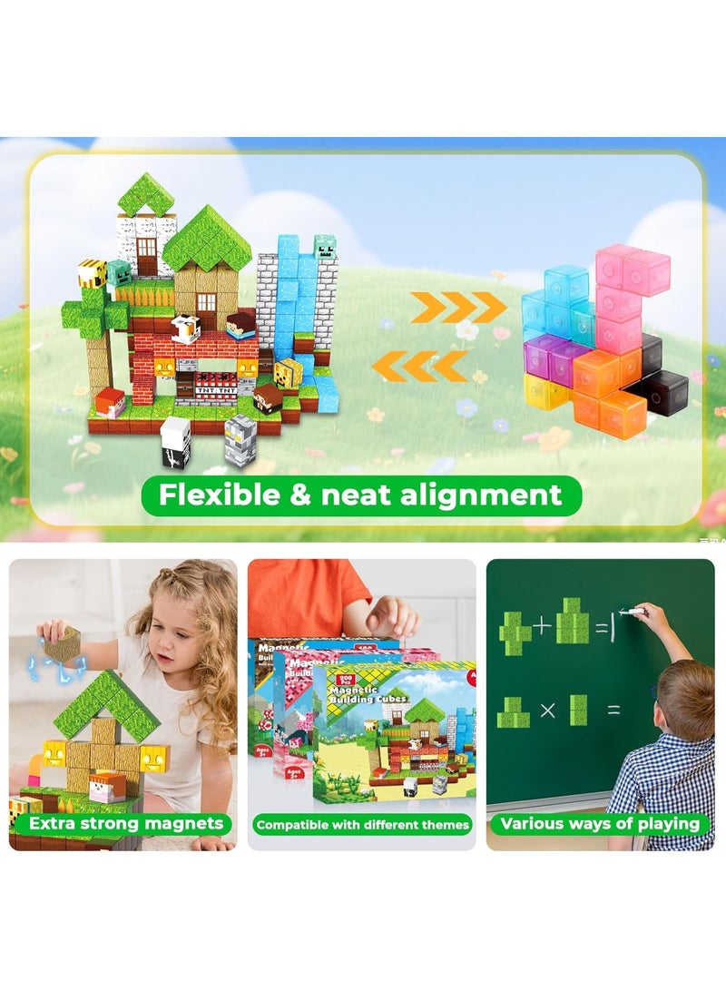200 PCS Magnetic Blocks – Build Mine Magnet World & Creative Magnet Cubes Construction Set, STEM Sensory Toys for Kids, Boys & Girls Ages 3-10, Classroom & Birthday Gifts - Image 5