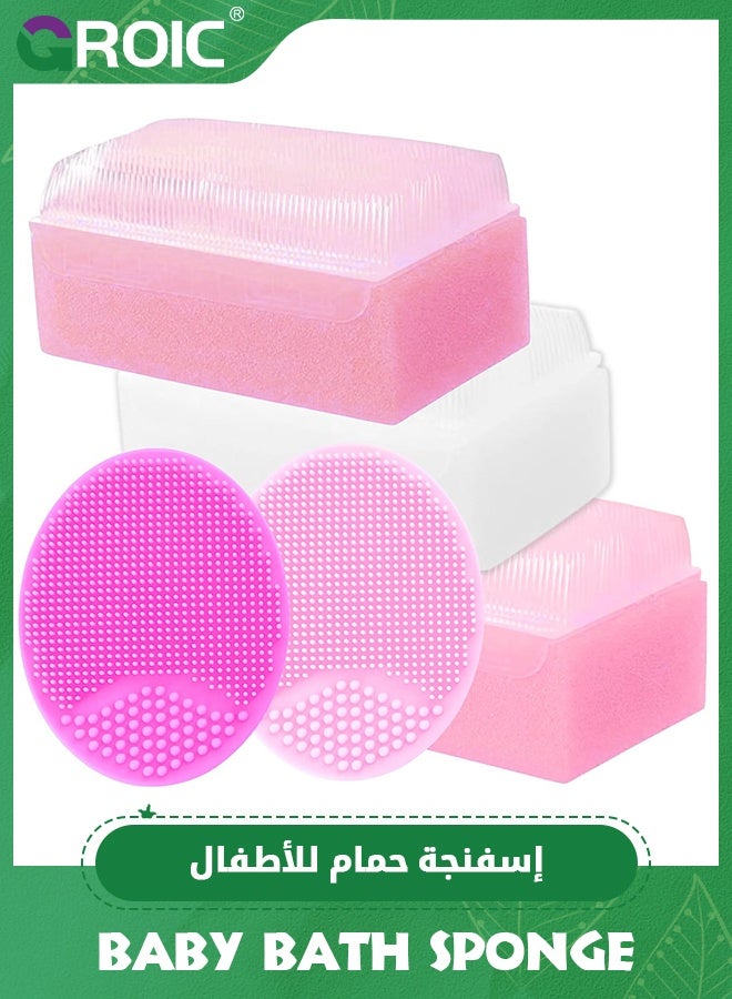 GROIC Cradle Cap Brush for Babies,Baby Cradle Cap Treatment Kit,Baby Sponge for Bathing Newborn Bath Essentials,Baby Brush Set,Baby Bath Sponges for Newborns - Image 1