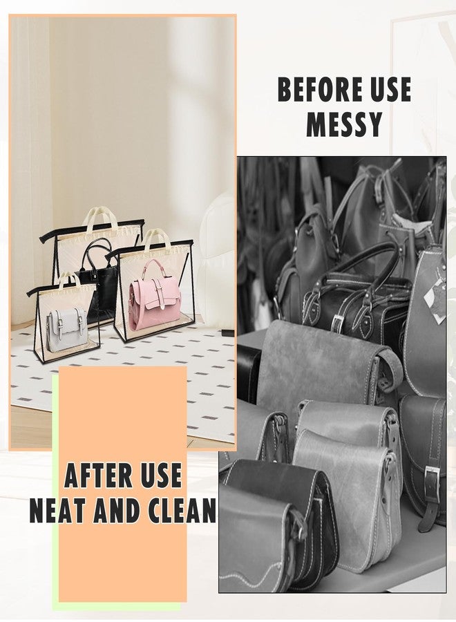 Dyrfolm 15 Pack Dust Bags for Handbags,Clear Handbag Storage Organizer for Closet,Purse Protector Storage Bag with Zipper and Handle,Dust Cover Bags for Handbag, 3 Sizes - Image 3