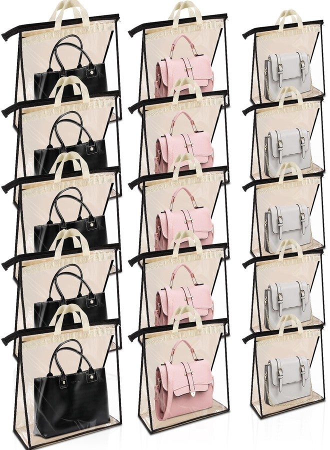 Dyrfolm 15 Pack Dust Bags for Handbags,Clear Handbag Storage Organizer for Closet,Purse Protector Storage Bag with Zipper and Handle,Dust Cover Bags for Handbag, 3 Sizes - Image 1