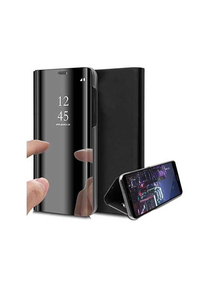 For Samsung Galaxy M21 Clear View Flip Case , Without Sensor , Stand Watching Position , Mirror Full Protection Cover Compatible With Samsung Galaxy M21 (6.4') (Black)