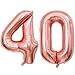 Lovoir Rose Gold 40 Number Balloons 40 Inch Giant Number 40 Balloons Foil Mylar Helium Rose Gold Number Balloons for 40th Birthday Party Supplies Anniversary Event Celebration Decorations - Image 2