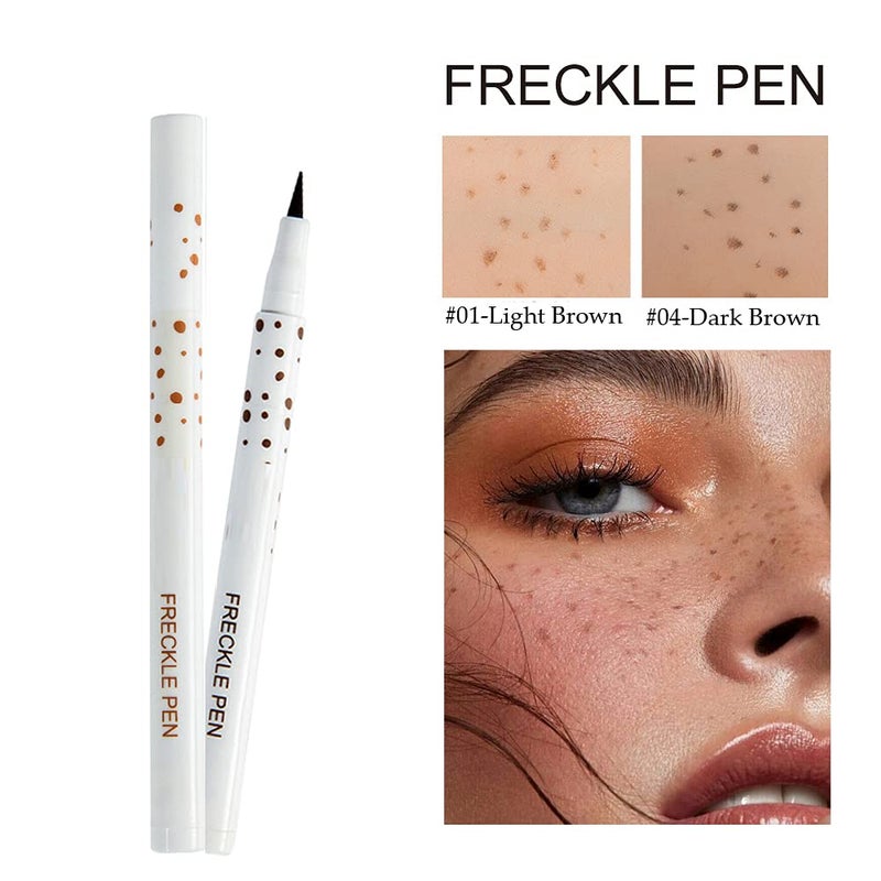 Aaiffey 2 Colors Freckle Pen Waterproof Long-lasting Quick Dry Small Spot Natural Lifelike Freckle Makeup Pen (Light Brown) - Image 2