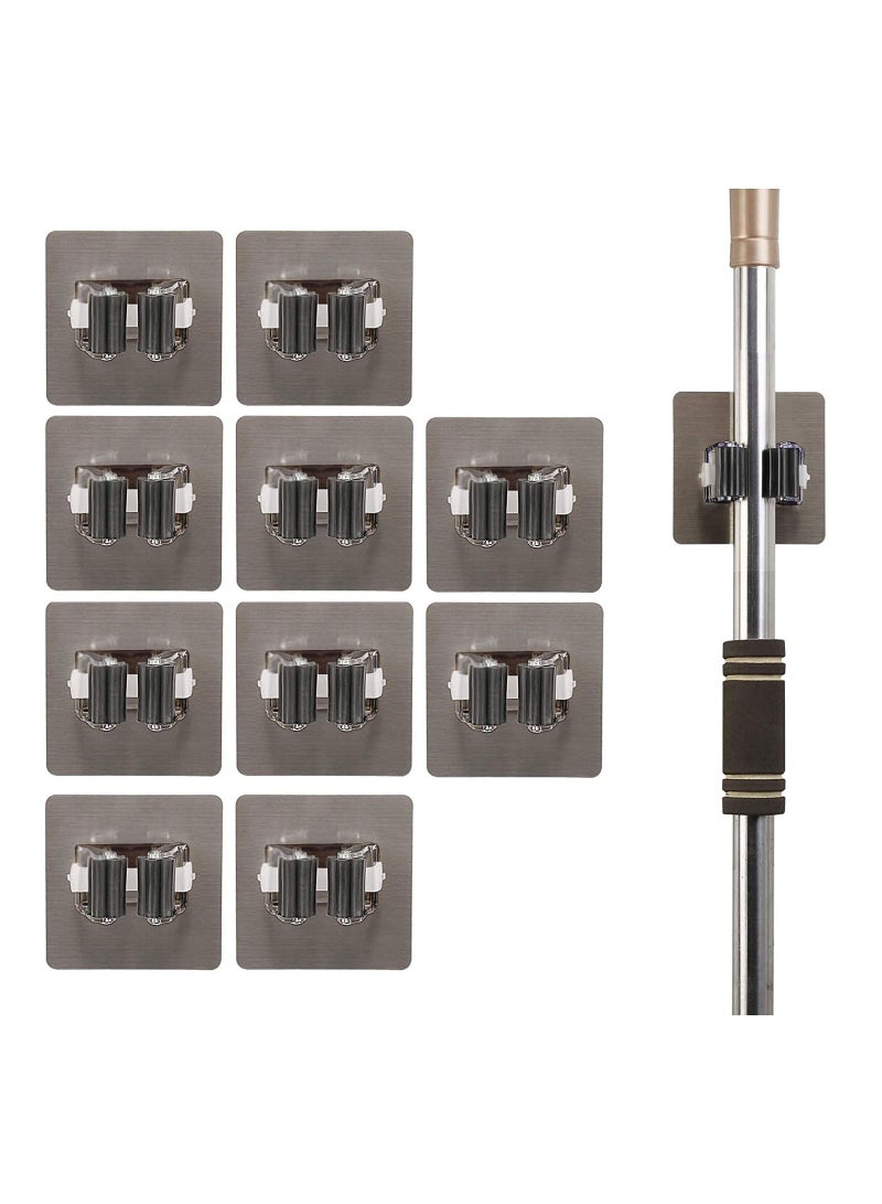 Y&D Mop Holder Self Adhesive Broom Wall Mounted Organizer Garden Tool Hanger Sweeping Brush Tidy No Drilling Super Anti-Slip Split Type for Closet Kitchen Bathroom 10 Pieces - Image 1