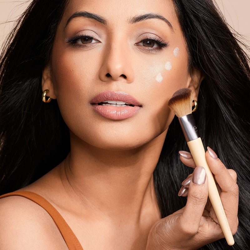 EcoTools Blush + Highlight Brush Duo, Makeup Brushes For Liquid, Cream, & Powder Highlight & Blush, Enhance Natural Skin, Eco-Friendly Makeup Brush Set, Synthetic Bristles, 2 Piece Set - Image 5