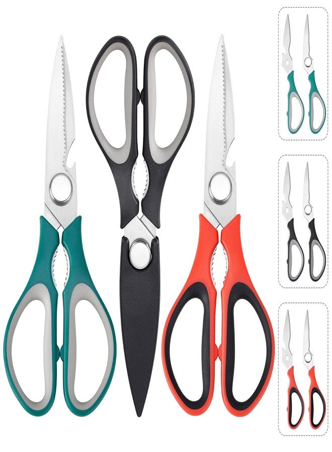 KITNATS 3-Pack Kitchen Scissor All Purpose Kitchen Shears Heavy Duty Scissors Stainless Steel Dishwasher Safe Cooking Scissors, Kitchens Utensils removable for Cutting Meat, Chicken,Fish, Vegetable - Image 1