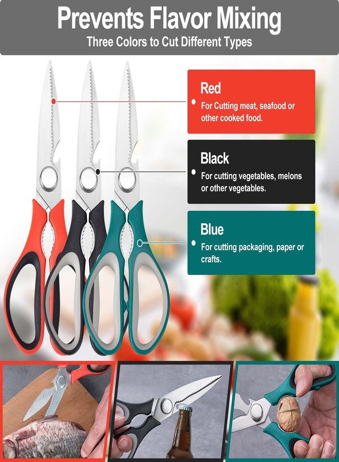 KITNATS 3-Pack Kitchen Scissor All Purpose Kitchen Shears Heavy Duty Scissors Stainless Steel Dishwasher Safe Cooking Scissors, Kitchens Utensils removable for Cutting Meat, Chicken,Fish, Vegetable - Image 2