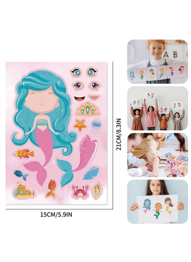 T-Antrix - 24 Sheets Make Your Own Mermaid Princess Stickers Make A Face Stickers For Kids Toddlers With Mermaid Diy Craft Stickers Kids Party Favor Supplies Crafts - Image 1