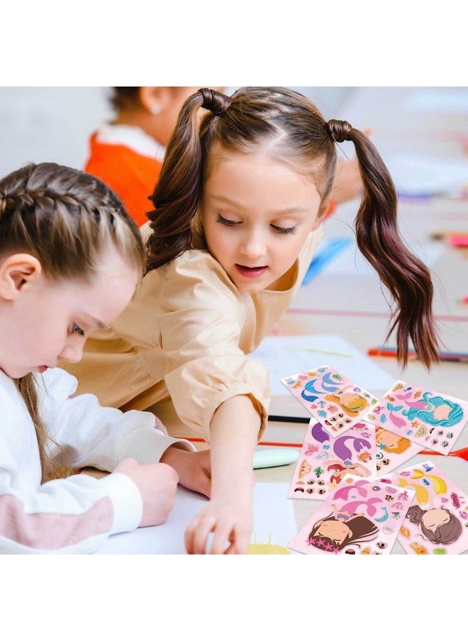 T-Antrix - 24 Sheets Make Your Own Mermaid Princess Stickers Make A Face Stickers For Kids Toddlers With Mermaid Diy Craft Stickers Kids Party Favor Supplies Crafts - Image 1