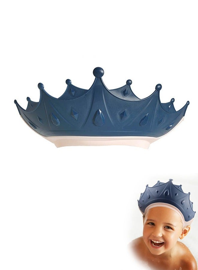Soft Adjustable Baby Shower Cap, Silicone Waterproof Shampoo hat, Shield Visor Hat Eyes and Ears Head Protection (Blue) - Image 1