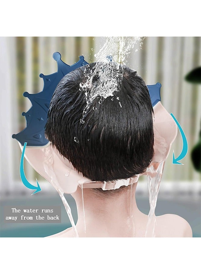 Soft Adjustable Baby Shower Cap, Silicone Waterproof Shampoo hat, Shield Visor Hat Eyes and Ears Head Protection (Blue) - Image 3