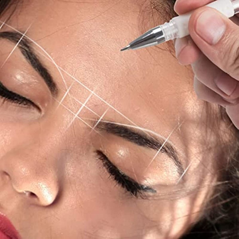 TEONEI Eyebrow microblading Marker Pen,Skin Marker Pen,Eyebrow Permanent Makeup Position Mapping Mark Tools (White) - Image 4