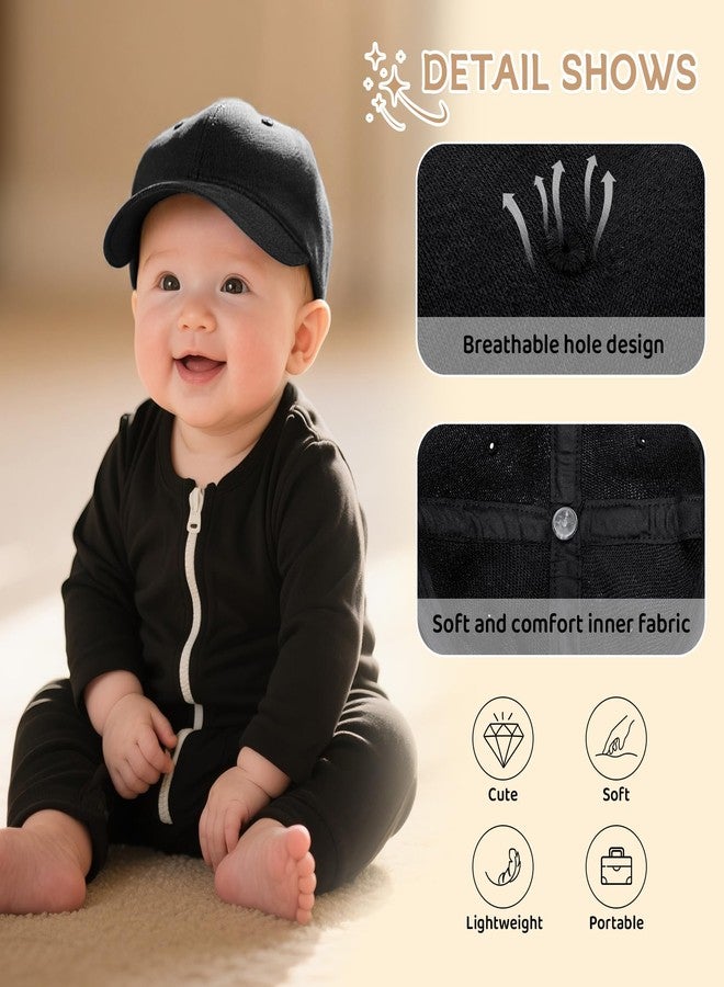 Durio Baby Baseball Hat Adjustable Baby Baseball Cap Soft Black Baseball Cap Sun Protection Babys Hats 0-3 Months Baby Boy Sun Hat A Black 0-3 Months - Image 4
