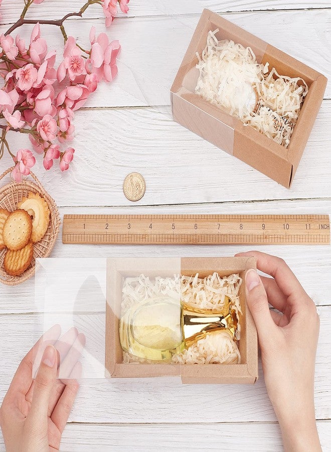 BENECREAT صناديق كرافت مستطيلة بنية 12 عبوة بحجم 7x5x1.5 بوصة مع نافذة بلاستيكية PVC لهدايا الحفلات، الحلويات والحرف اليدوية من المجوهرات - Image 3