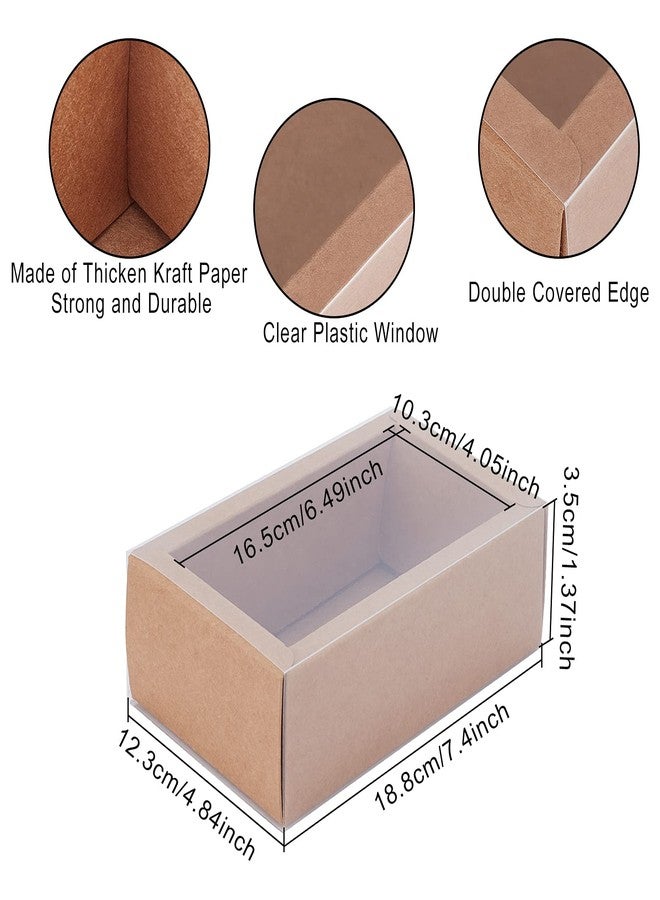BENECREAT صناديق كرافت مستطيلة بنية 12 عبوة بحجم 7x5x1.5 بوصة مع نافذة بلاستيكية PVC لهدايا الحفلات، الحلويات والحرف اليدوية من المجوهرات - Image 2