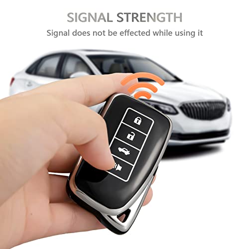 OFFCURVE غطاء مفتاح OFFCURVE لسيارات لكزس، غلاف مفتاح متوافق مع لكزس RX ES GS LS RS NX GX LX RC LC، ملحقات السيارة، واقي كامل لمفتاح السيارة، أسود - Image 5