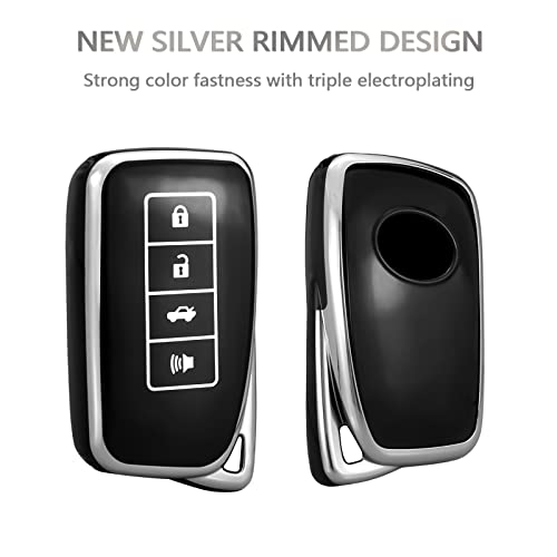 OFFCURVE غطاء مفتاح OFFCURVE لسيارات لكزس، غلاف مفتاح متوافق مع لكزس RX ES GS LS RS NX GX LX RC LC، ملحقات السيارة، واقي كامل لمفتاح السيارة، أسود - Image 4