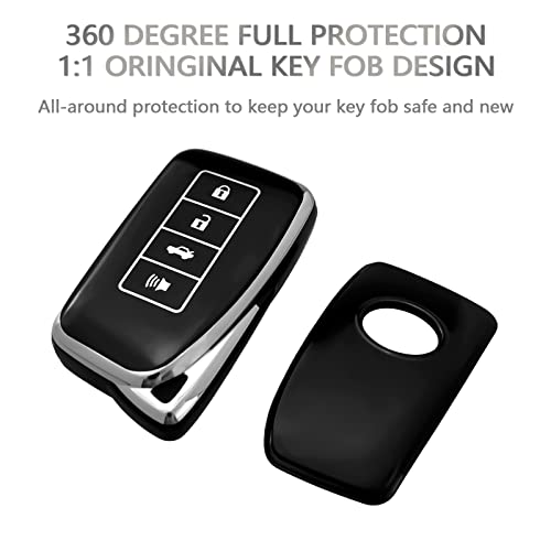 OFFCURVE غطاء مفتاح OFFCURVE لسيارات لكزس، غلاف مفتاح متوافق مع لكزس RX ES GS LS RS NX GX LX RC LC، ملحقات السيارة، واقي كامل لمفتاح السيارة، أسود - Image 3
