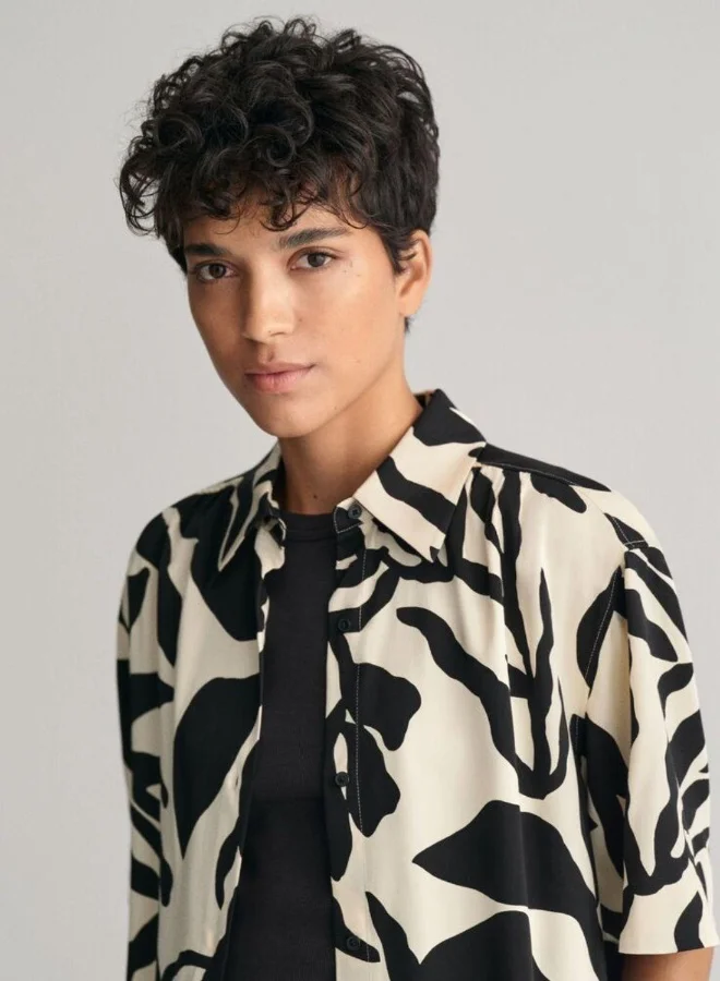 GANT Gant Relaxed Fit Palm Print Short Sleeve Shirt