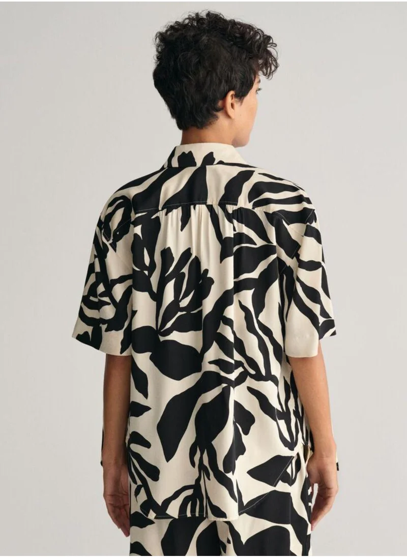 غانت Gant Relaxed Fit Palm Print Short Sleeve Shirt