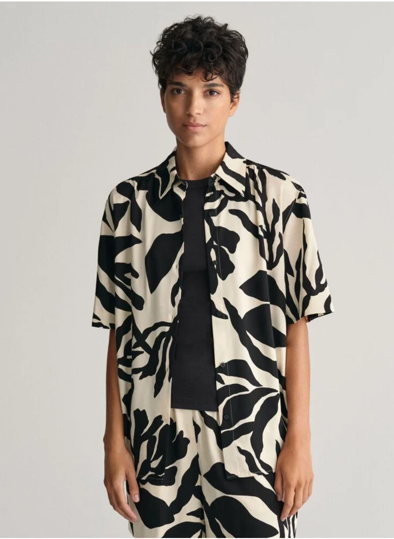 غانت Gant Relaxed Fit Palm Print Short Sleeve Shirt