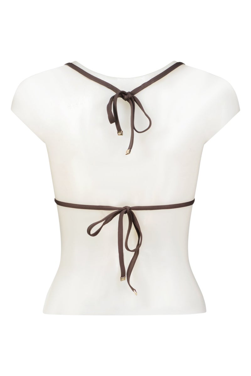 Michael Kors Women Padded Brand Logo Bikini Top, Brown  - Image 2