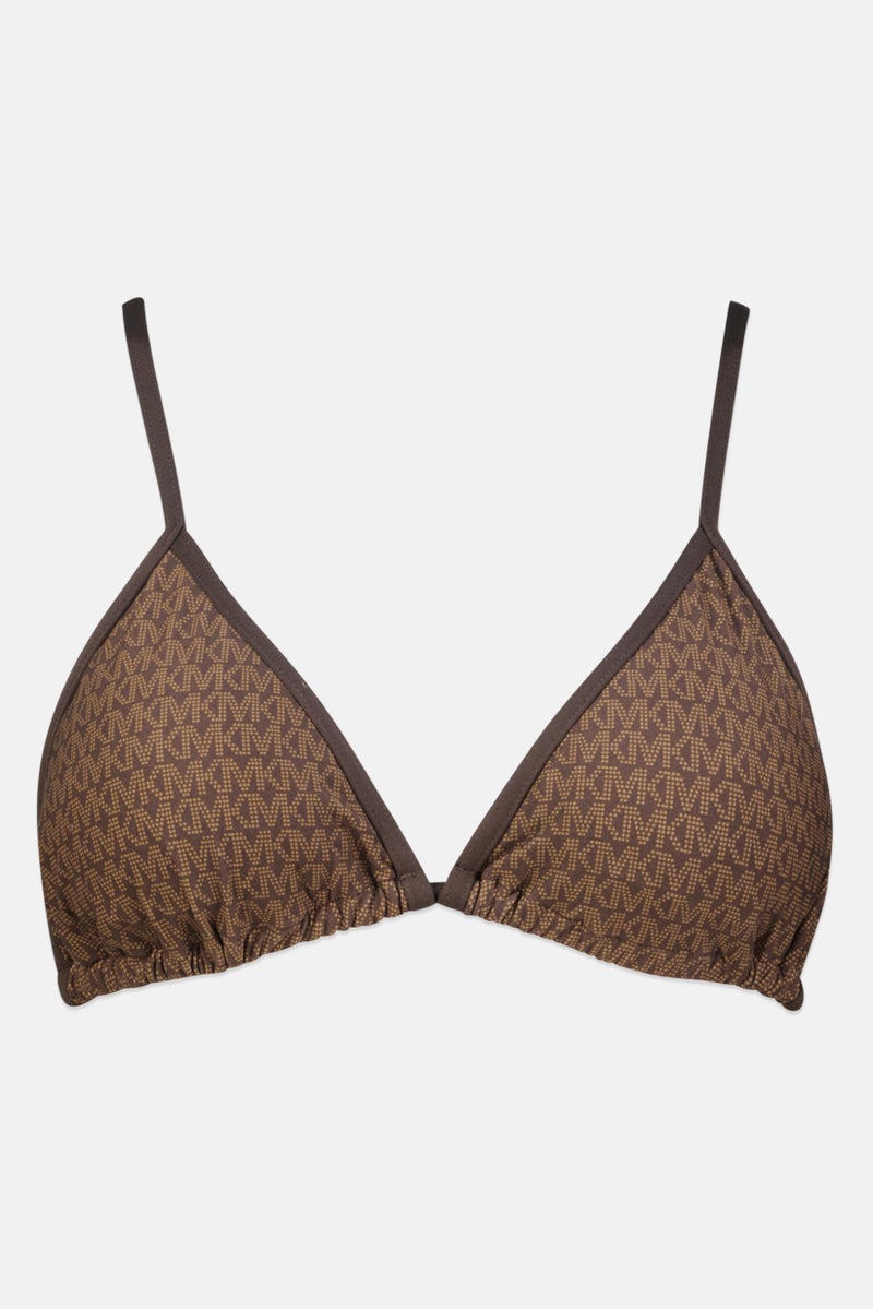 Michael Kors Women Padded Brand Logo Bikini Top, Brown  - Image 1