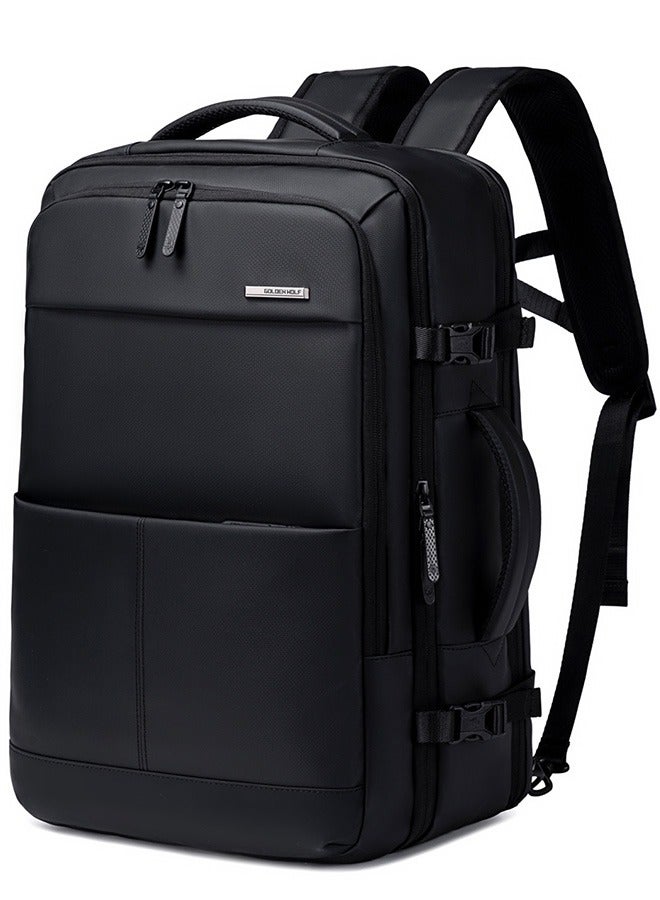 GB00734 15.6-inch Laptop Business Casual Large Capacity Water-resistant Backpack Bag - Black