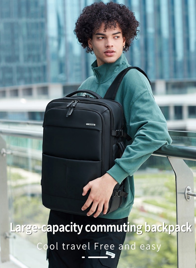 GB00734 15.6-inch Laptop Business Casual Large Capacity Water-resistant Backpack Bag - Black