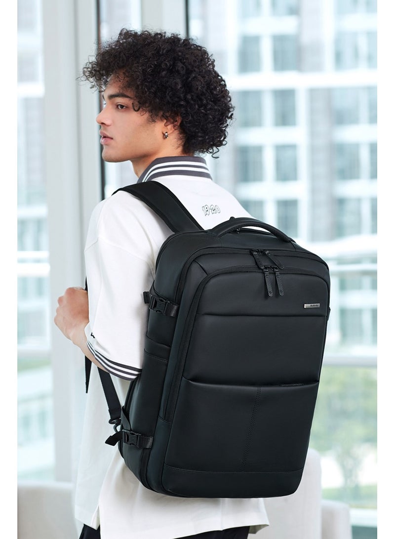 GB00734 15.6-inch Laptop Business Casual Large Capacity Water-resistant Backpack Bag - Black