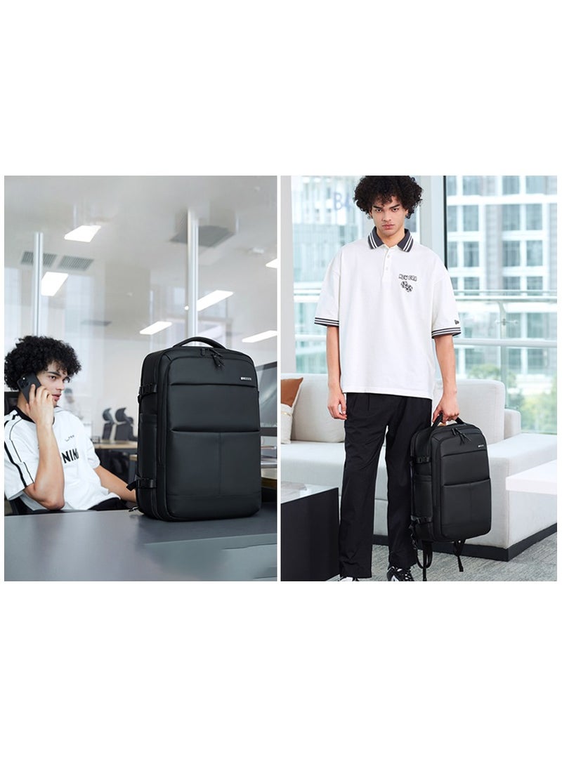 GB00734 15.6-inch Laptop Business Casual Large Capacity Water-resistant Backpack Bag - Black