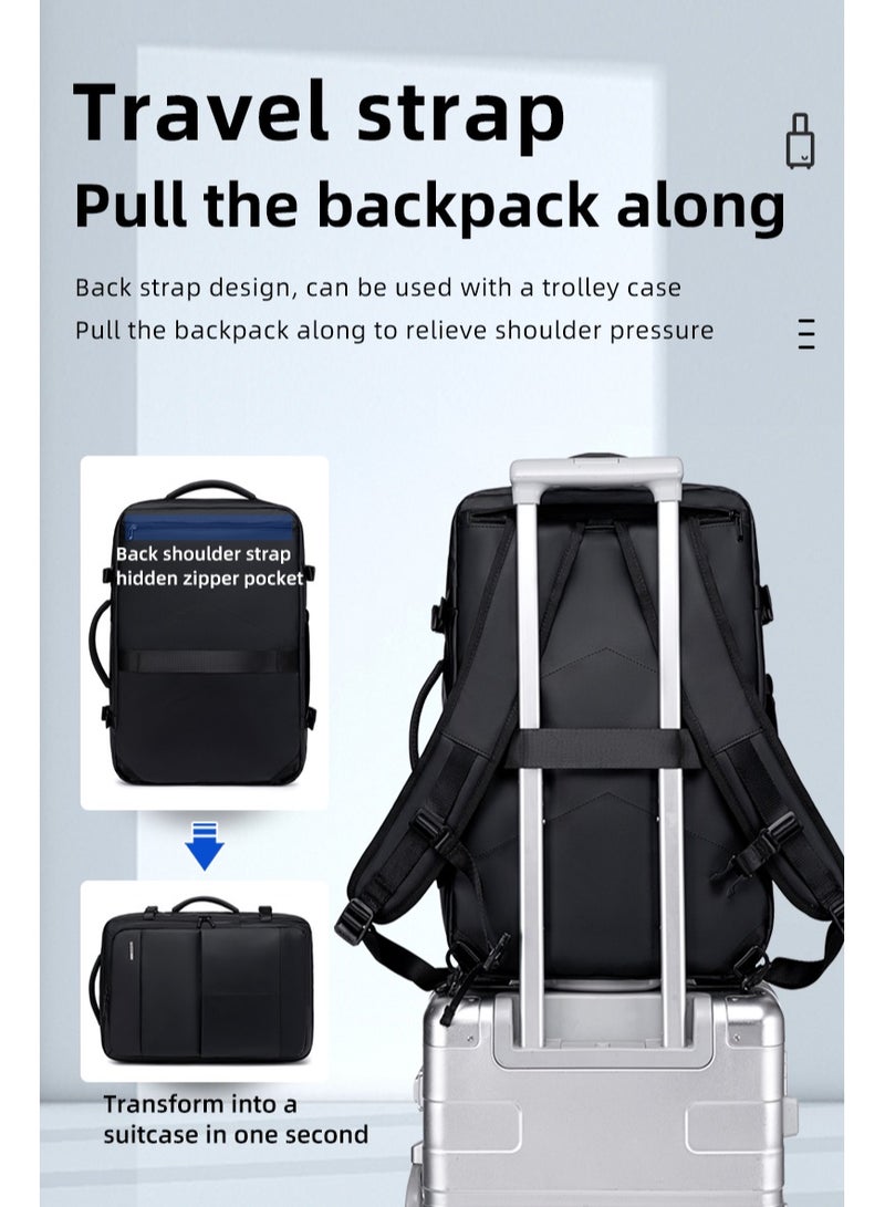 GB00734 15.6-inch Laptop Business Casual Large Capacity Water-resistant Backpack Bag - Black