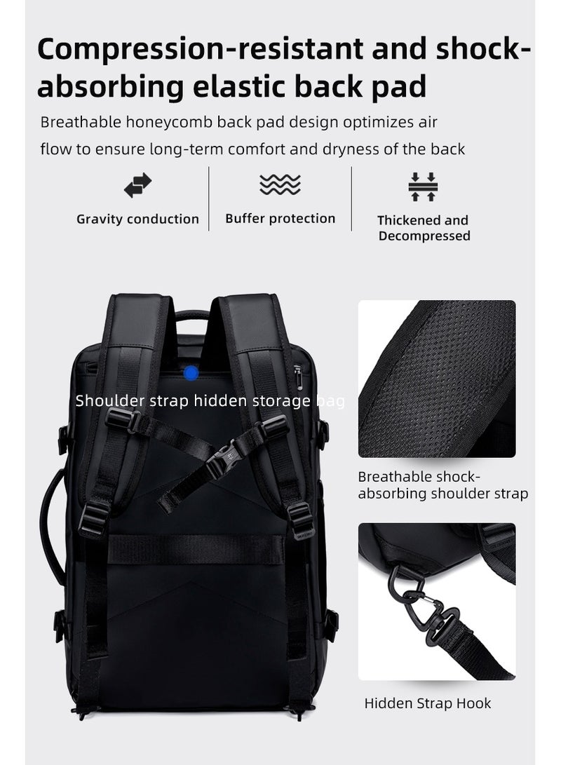 GB00734 15.6-inch Laptop Business Casual Large Capacity Water-resistant Backpack Bag - Black